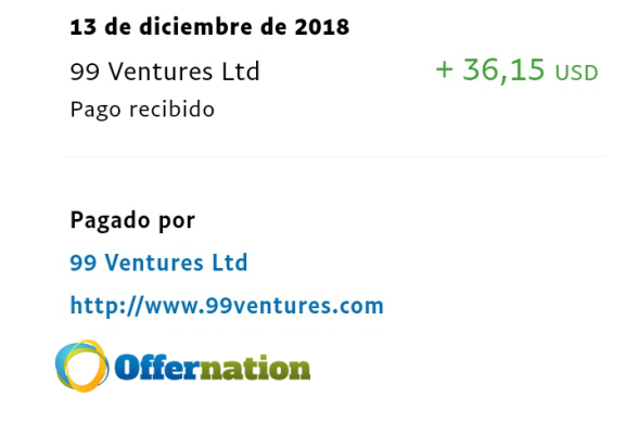 Ésta es la segunda vez que cobro en Offernation Segundo pago