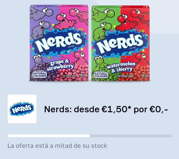 Oferta Nerds a mitad de stock