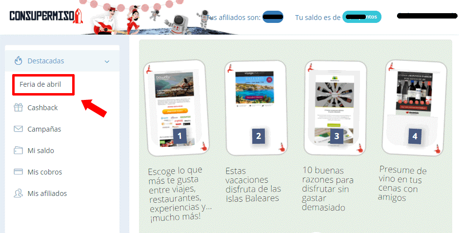 Completa estas 4 campañas y gana 1€ ofertas