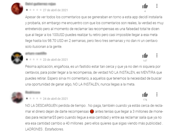Opiniones negativas sobre Lucky Money