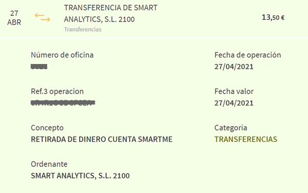 Pago abril 2021 smartme