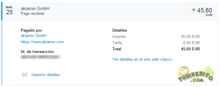 Pago de Aklamio por PayPal pago-aklamio-paypal
