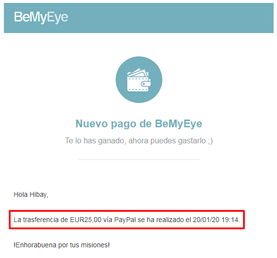 25&euro; en BeMyEye