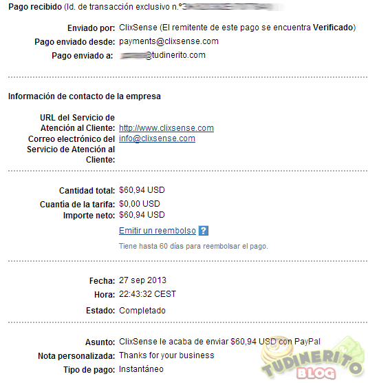 Clixsense: Pago de 60,94$ pago-clix