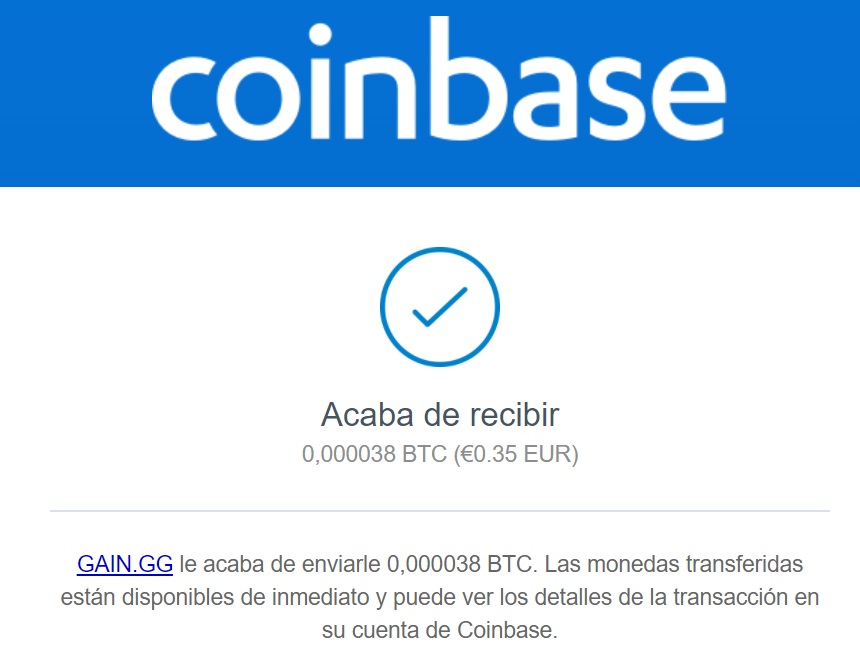 Comprobante de pago de Coinbase prueba de pago