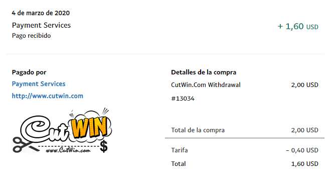 Prueba de pago de Cutwin pago cutwin