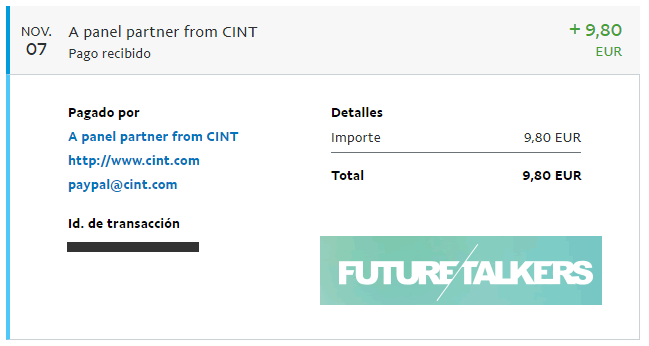 Nuevo pago recibido en Future Talkers Pago FT