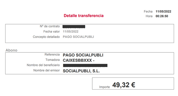 Pago de influencer