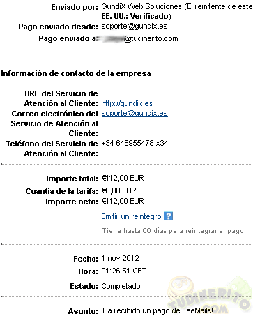 pago leemails 112 euros