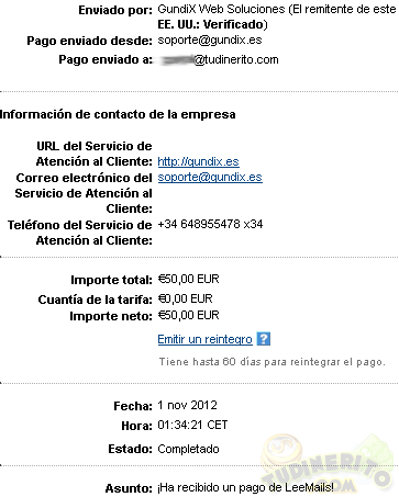 pago leemails 50 euros