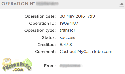 Mi primer pago en Mycashtube pago-mycashtube