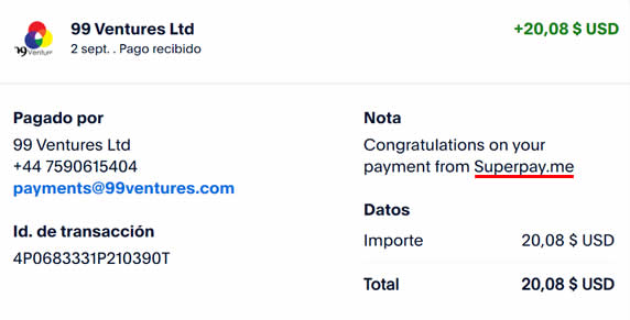 Pago de 20,08$ de 99 Ventures Ltd