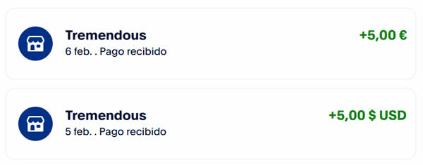 Dos pagos recibidos esta semana