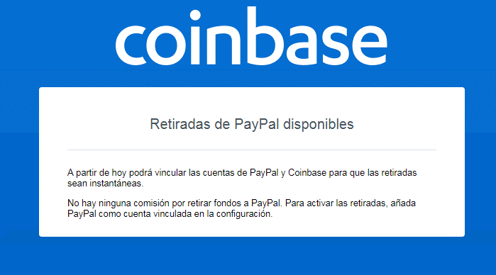Retiradas de PayPal disponibles en Coinbase paypal disponible