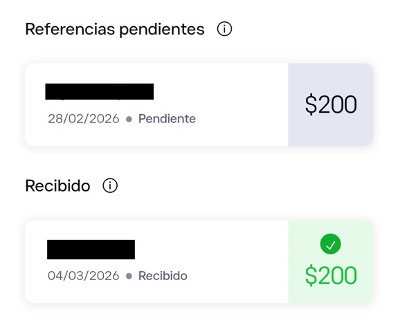 Referencias pendientes y recibido