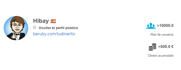 Más de 500€ ganados y más de 10.000 referidos (mi perfil público en beruby) mi perfil