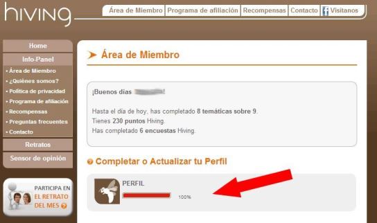 Perfil 100% completado para recibir m&aacute;s encuestas
