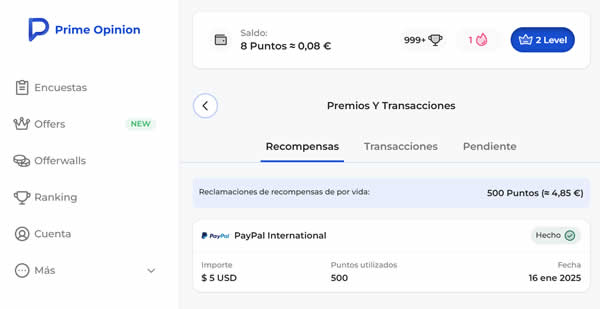 Mi primera recompensa ganada en esta página
