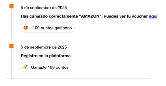 Primeros 100 puntos y vale canjeado