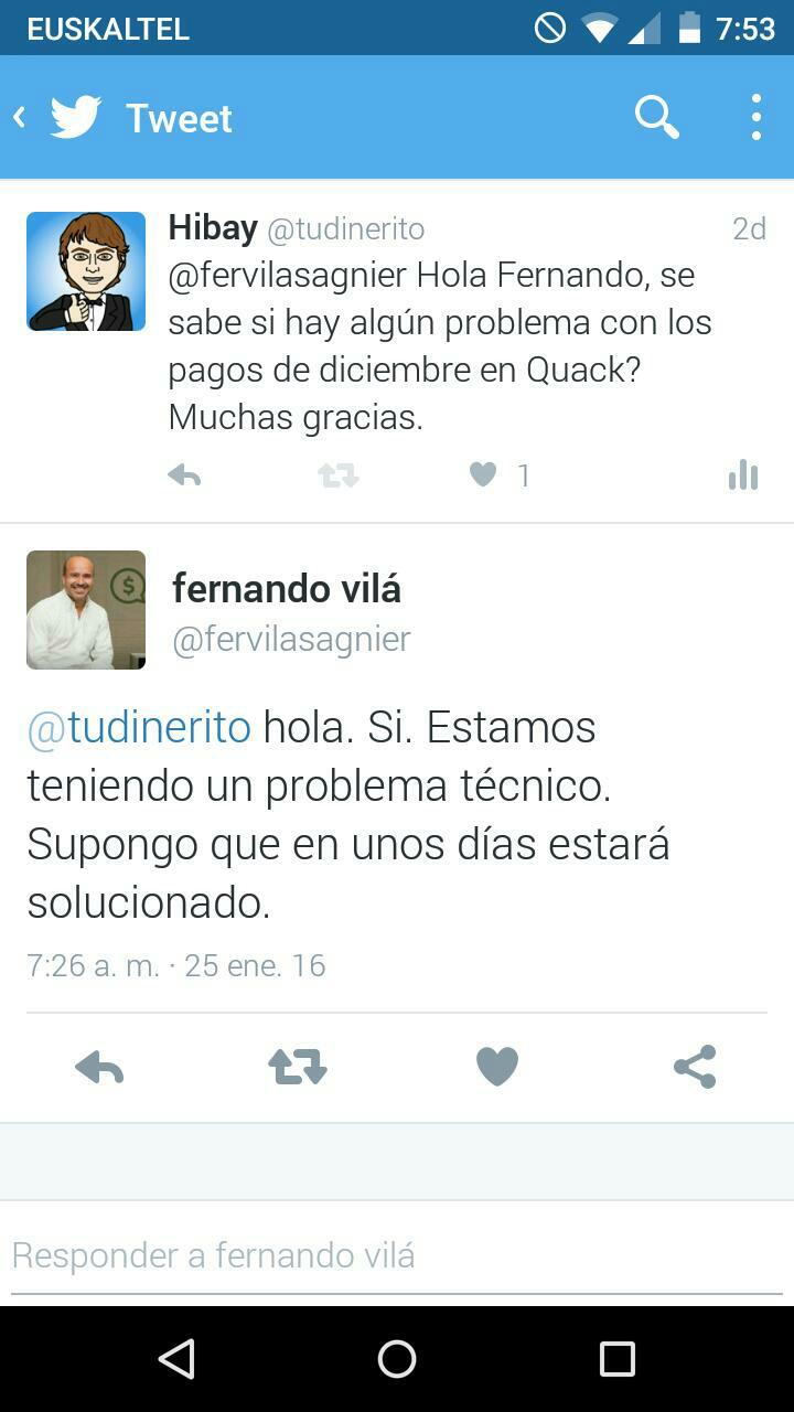 La respuesta de Quack Messenger problemas-quack