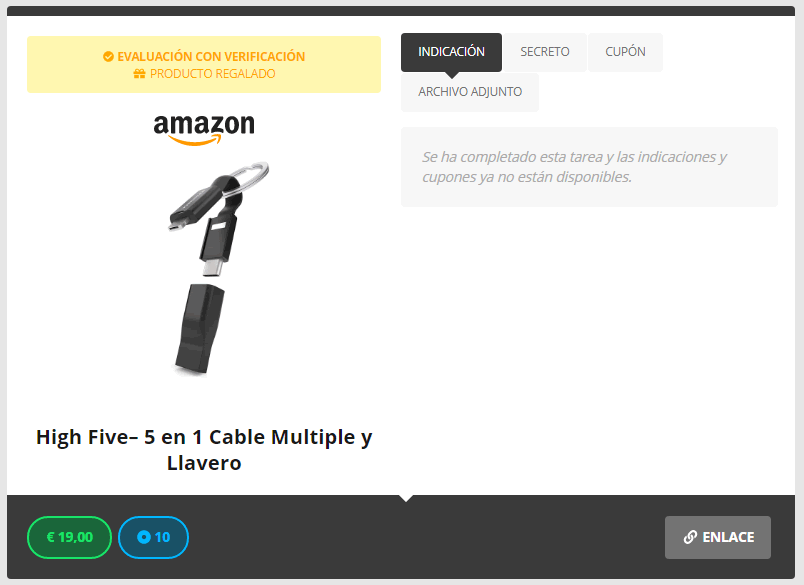 Tarea completada: Un llavero gratis y además 6€ llavero