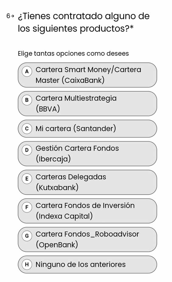 Productos contratados de inversión