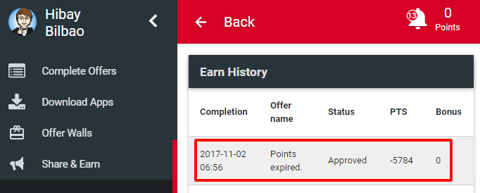 Así se veía mi cuenta de GrabPoints puntos expirados