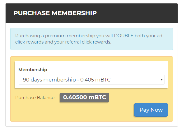 He comprado 90 días de membresía en BTC Clicks Comprar membresía