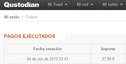 Pago solicitado en Qustodian