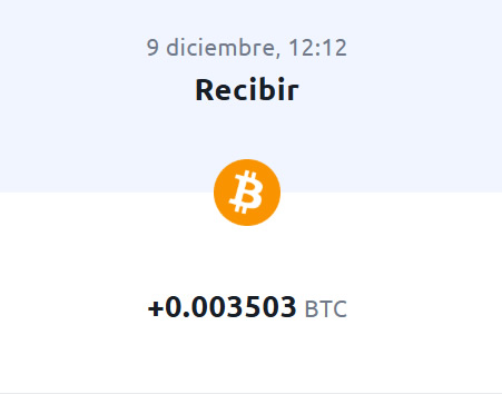 BTC recibido