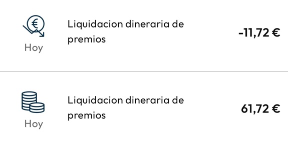 Recompensa recibida por la promo de Openbank