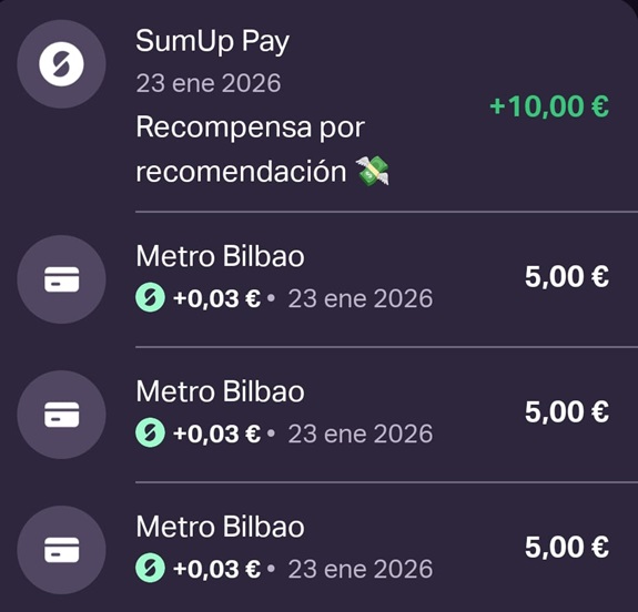 Recompensa de 10€ y las compras realizadas