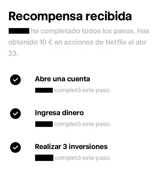 Recompensa recibida