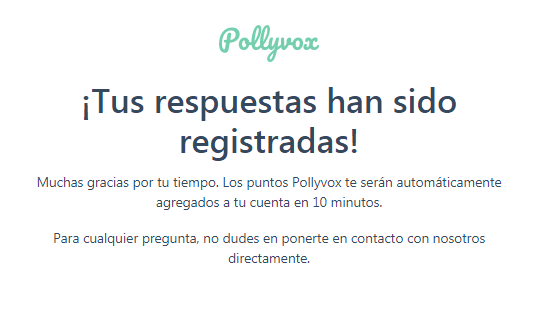 Mensaje de encuesta completada respuestas acreditadas