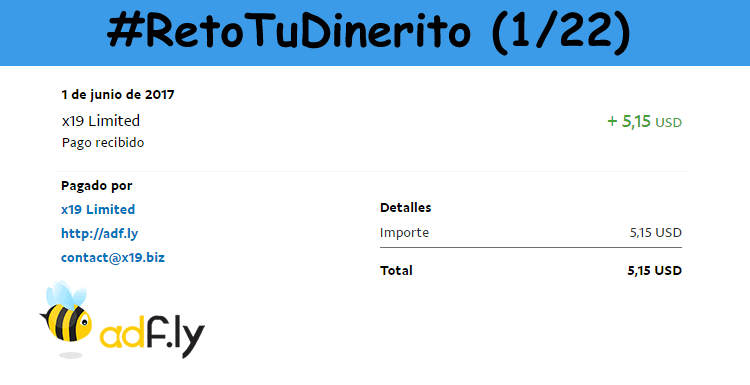 Primer pago del reto TuDinerito (1/22 completado) Reto TuDinerito 1/22