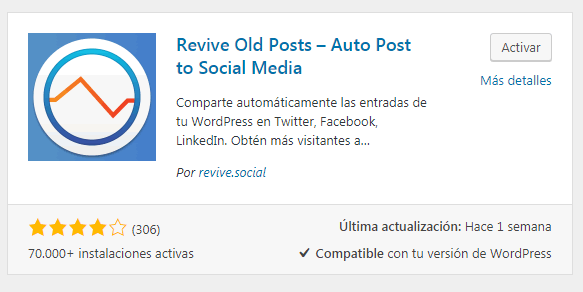 Éste es el plugin Revive Old Post Revive Old Post