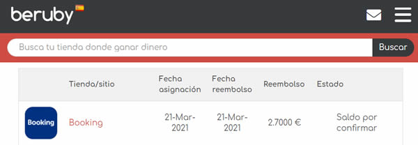 Saldo en Beruby por la compra en Booking
