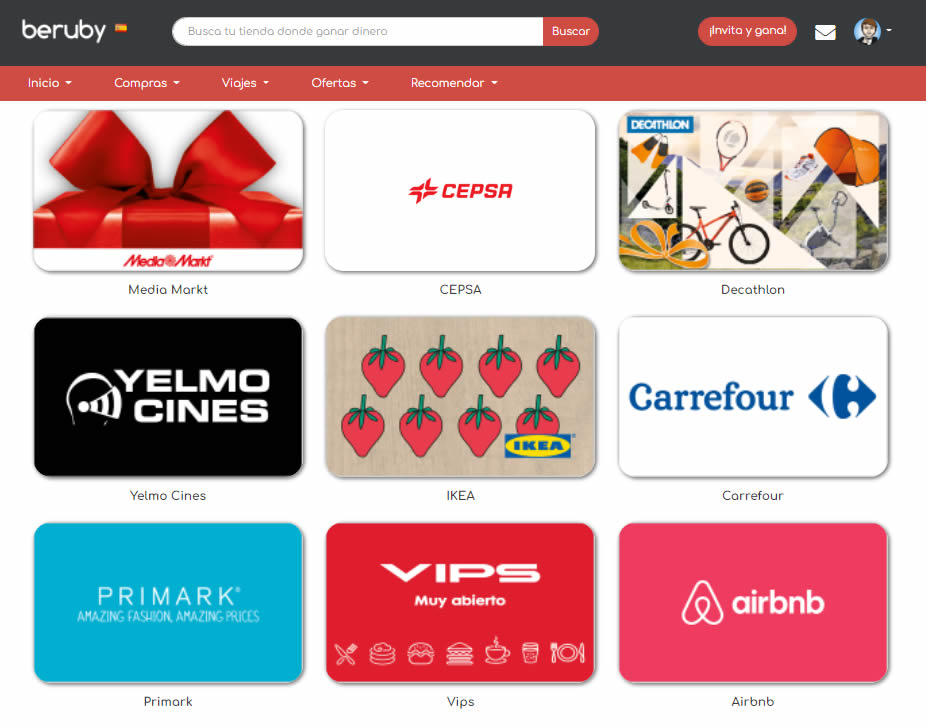 catálogo de tarjetas regalo en promoción