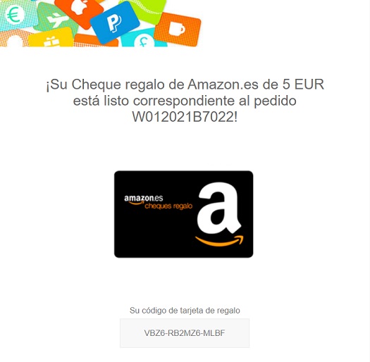 El premio de 5€ que gané la semana pasada premio