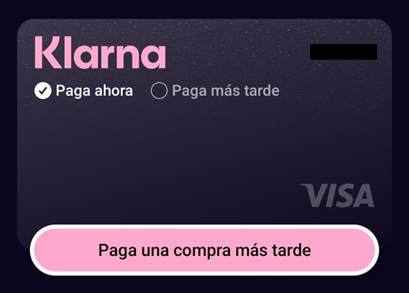 Tarjeta virtual de Klarna