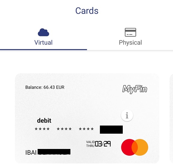 Mi tarjeta virtual en MyFin