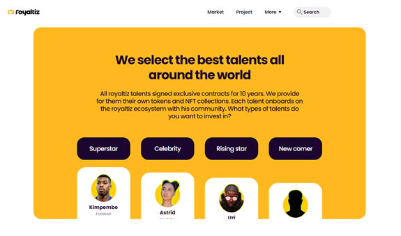 Tokens de nuevos talentos en Royaltiz