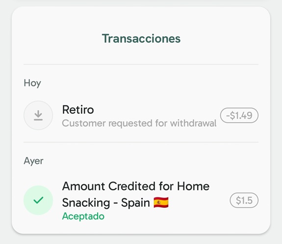 Mi primera transacción en la app ELA