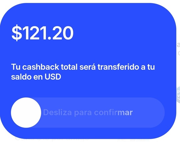 Saldo transferido de cashback en mi cuenta de Bleap