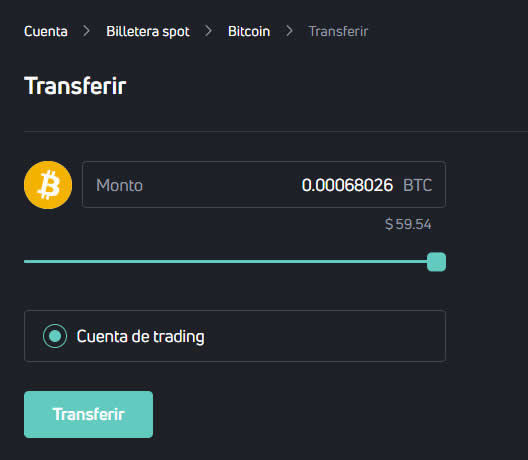 Transferir de Billetera Spot a Billetera Trading