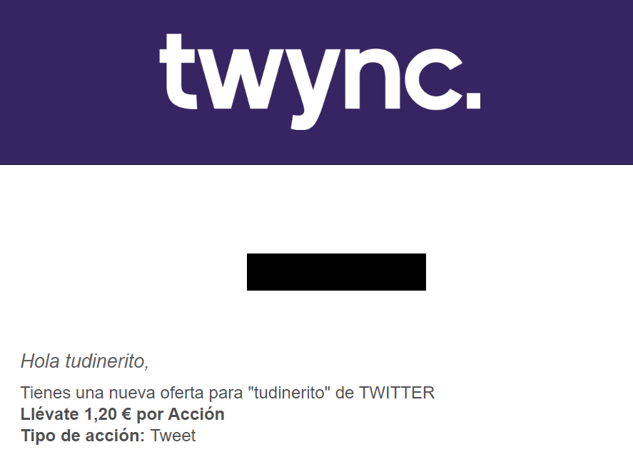 Oferta de 1,20€ para twitter nueva oferta