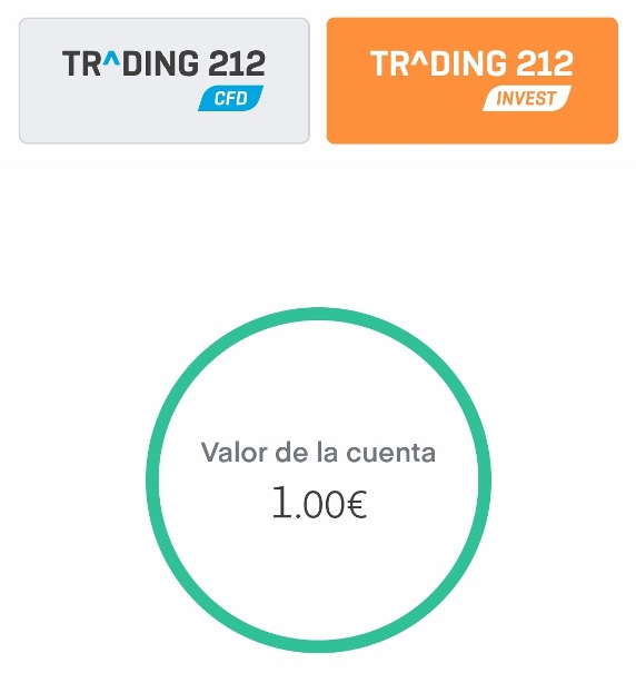Un euro depositado en Trading 212 INVEST 1€