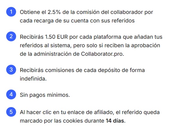 Ganancias por afiliados en Collaborator