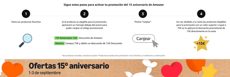 Descuento por 15 aniversario de Amazon