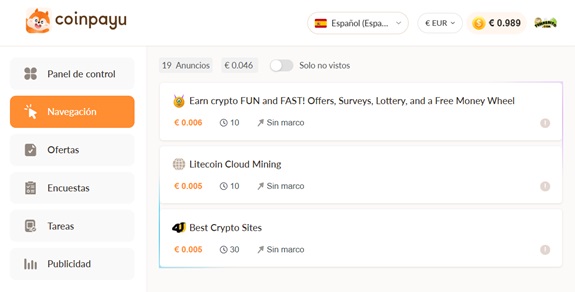 Anuncios pagados en Coinpayu